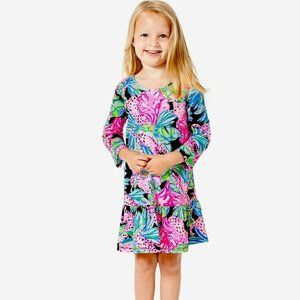 Lilly Pulitzer NWT Girl's Jena Dress Onyx Jaguar Jungle Size Large